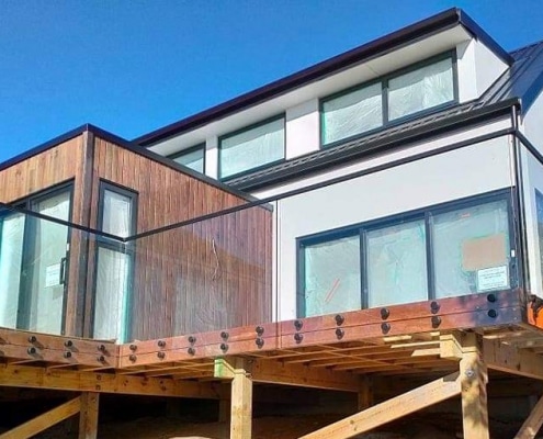 Canterbury Balustrade Frameless Glass Standoff Powder Coated Fittings Top Rail External 1