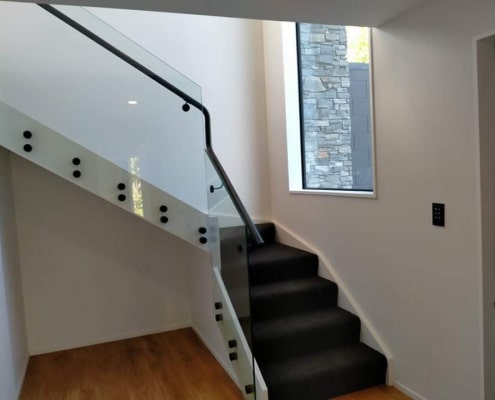 Canterbury Balustrade Frameless Glass Standoff Powder Coated fittings Side fix rail 3