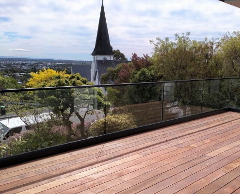 Canterbury Balustrade Frameless Glass Top Fixed Channel Powder Coated Rail 6